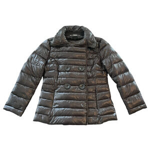 Coatology Brown Puffer Peacoat Jacket Medium Brown 95% Down Fill Double Breasted